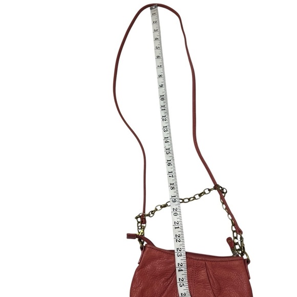 Fossil Crossbody Bag Convertible Leather & Chain Hand Shoulder Purse Orange/Red - Picture 8 of 10